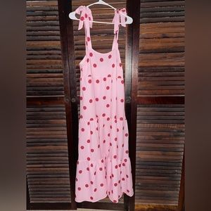 Never worn pink dress with red polkadots from Shein. Adjustable straps.